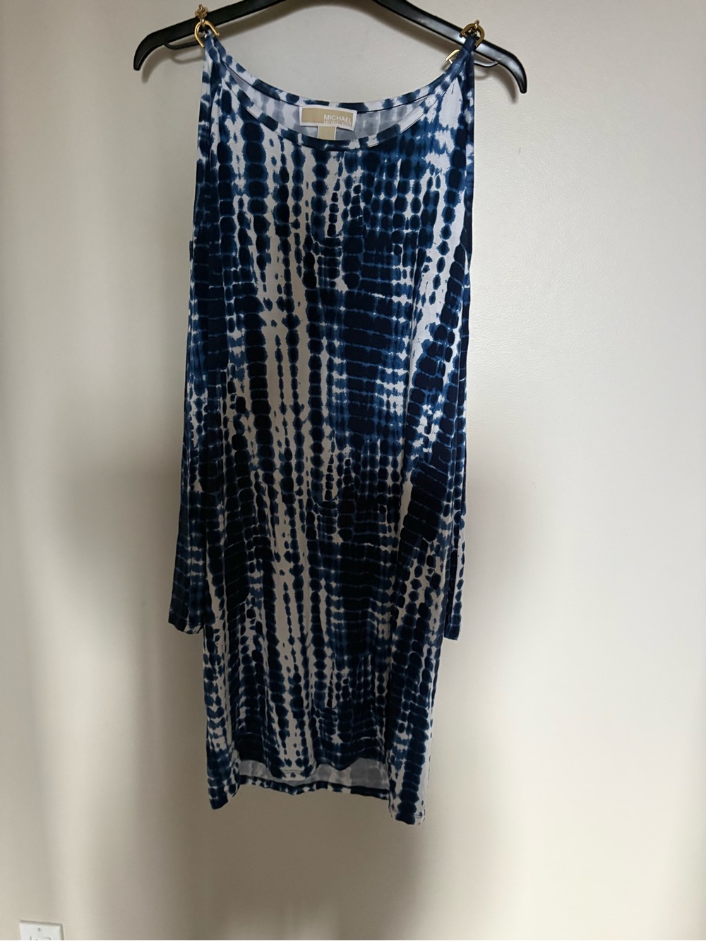 MICHAEL Michael Kors Navy and White Tie-Dye Midi Skirt